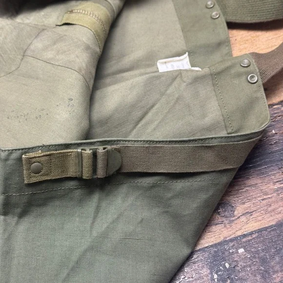 Vintage US Navy Bib Overalls‎ Pants Dungarees Olive Green Cotton Talon Zipper L
